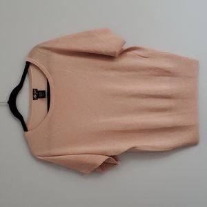 Lord & Taylor Metallic Knit Short Sleeve Sweater Top Blush Pink Sparkle M